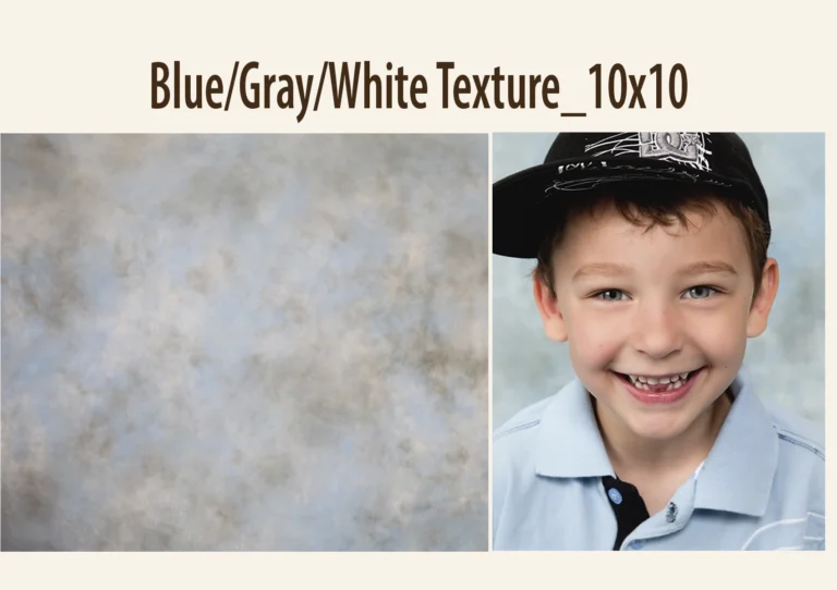 A cloud-like textured photography backdrop with blue, gray, and white shades.