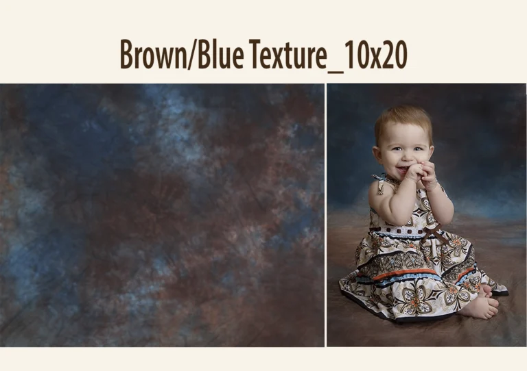 Textured photography backdrop with swirling blues and browns.