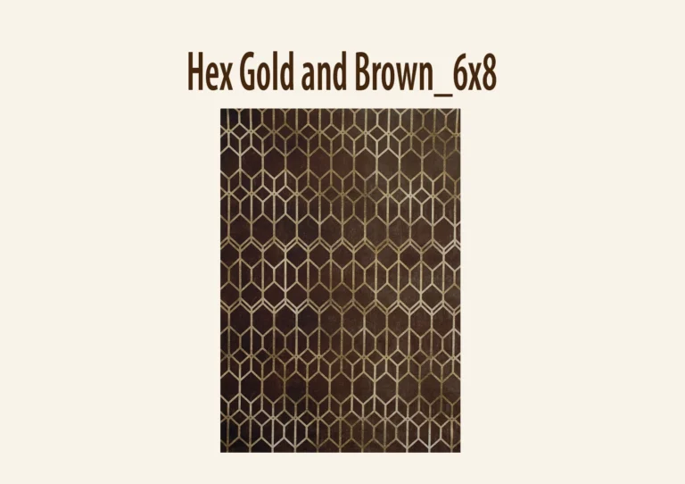 Geometric hexagon pattern on a dark brown background.