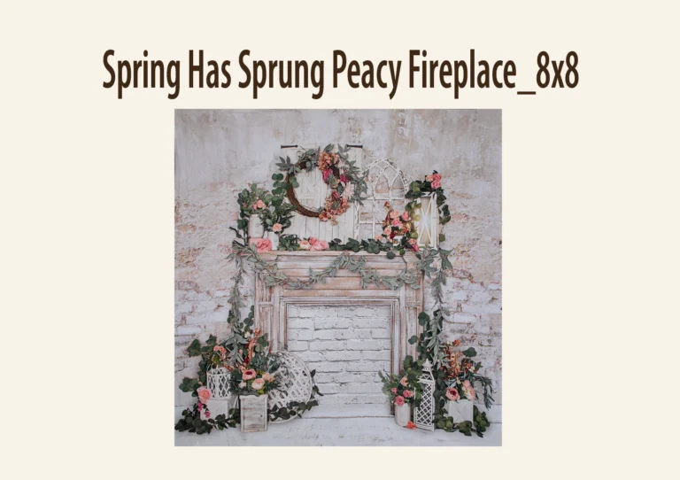 Rustic fireplace mantel decorated with greenery, flowers, and lanterns against a weathered brick wall.
