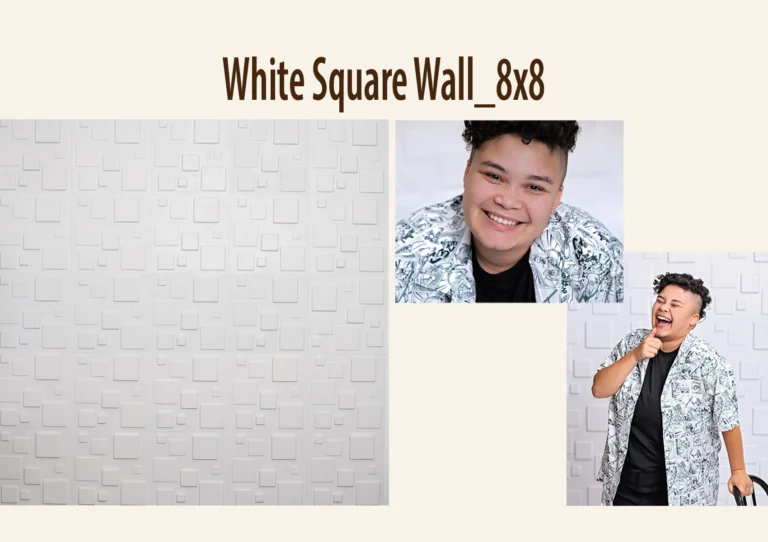 Textured backdrop with a pattern of raised squares.