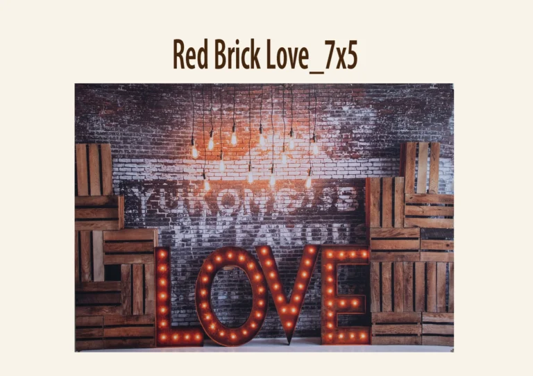 Rustic backdrop with illuminated "LOVE" letters against a brick wall.