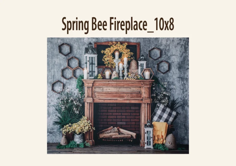 Rustic wooden mantel with decorative candles, yellow floral wreath, and cozy accents.Wooden Fireplace decorated with flowers, candles, and lanterns.