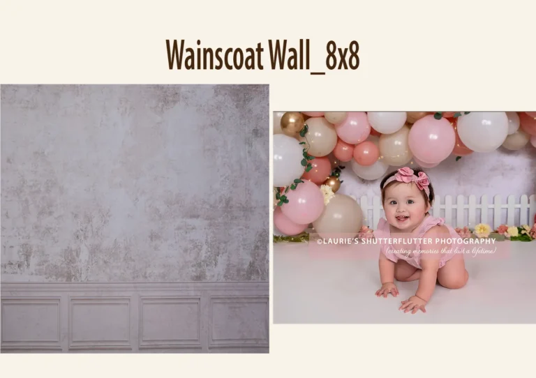 A textured photography backdrop with a distressed upper section and rectangular paneling below.